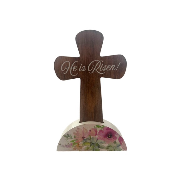 He is Risen Cross Tabletop Counter Mantle Easter Sign Plaque Spring Decor - Picture 5 of 6